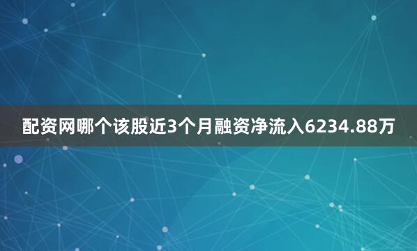 配资网哪个该股近3个月融资净流入6234.88万